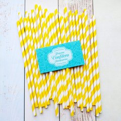 Cardboard straws Yellow strip